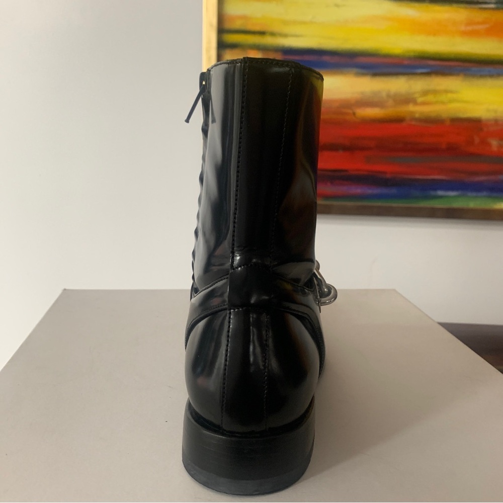 Balenciaga Shorter Black Veau Grossi Masculine Biker Boots Black Leather SZ 37.5 - Picture 4 of 14